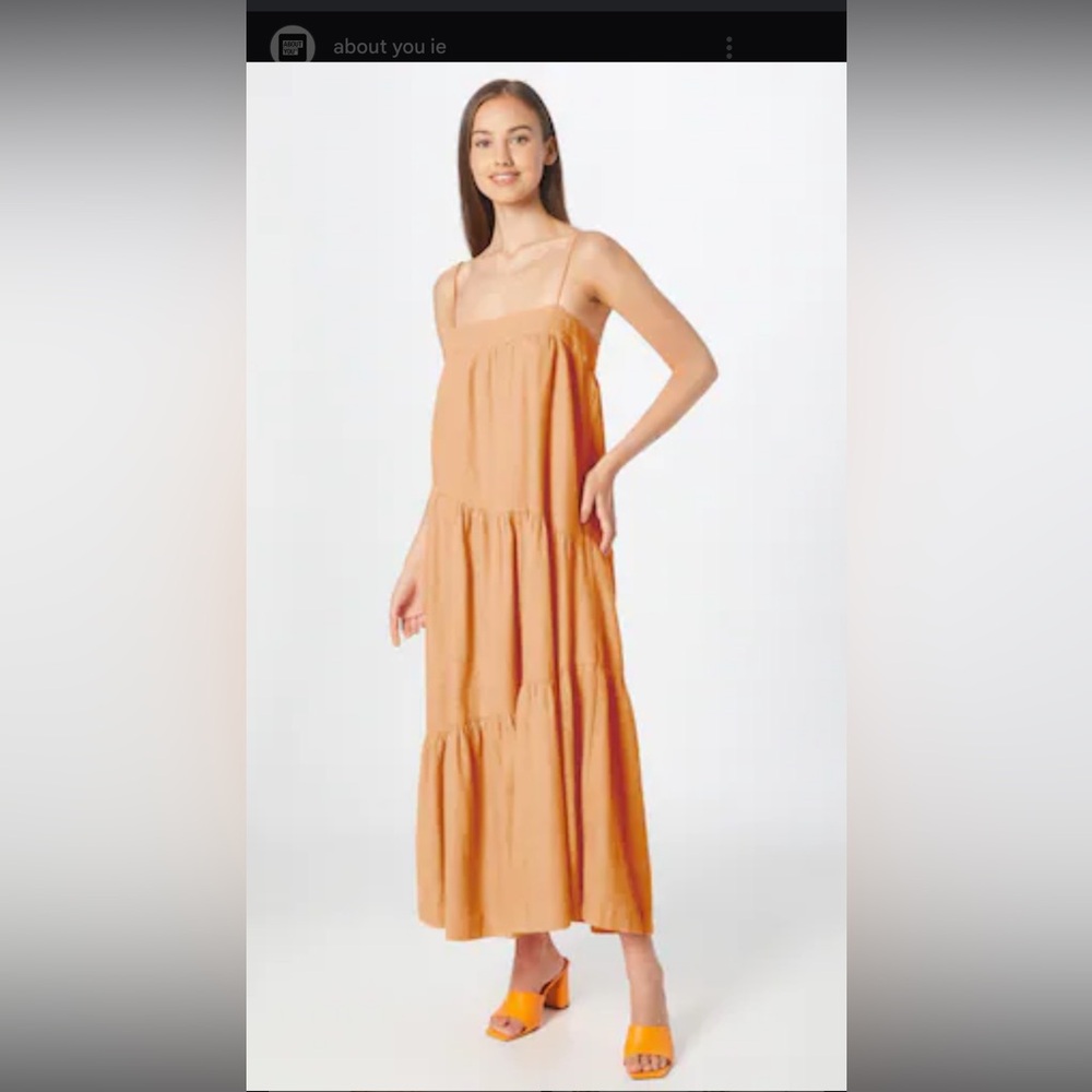 Abercrombie & Fitch Orange Pleated Tiered Sundress